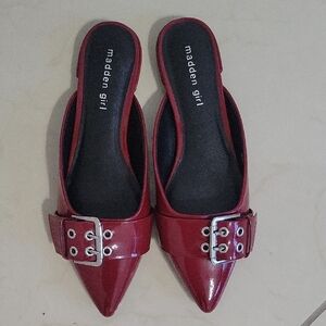 Madden Girl Burgundy Buckle Mules